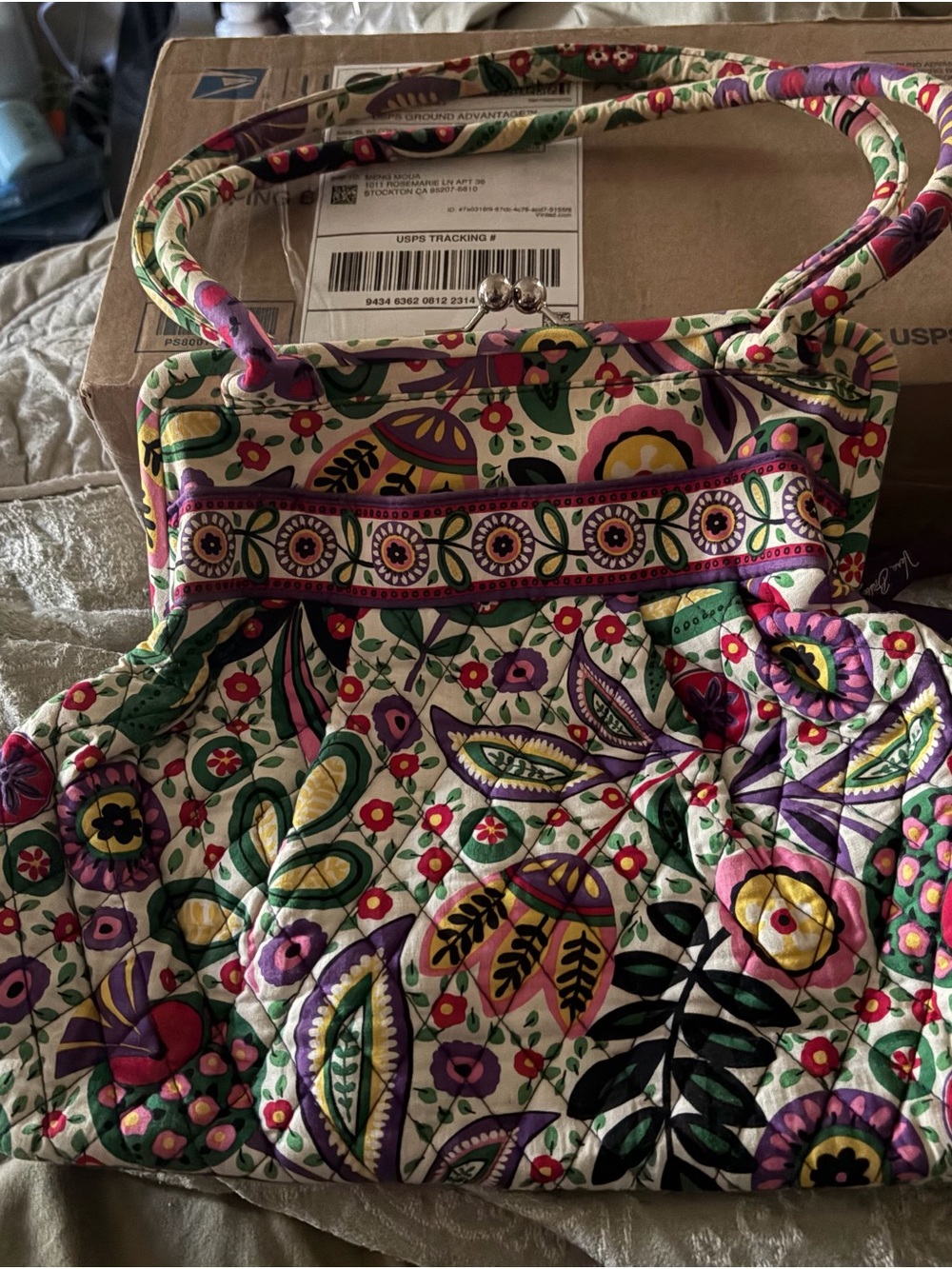 Vera Bradley Floral Quilted Kids Handbag in Pink, Purple & Green